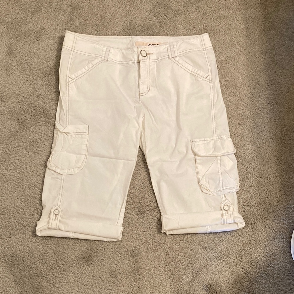 DKNY White Cargo Capris